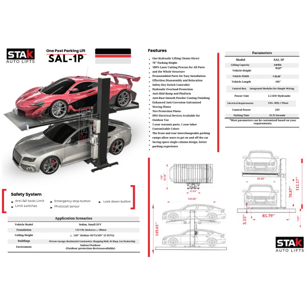 One Post Parking Lift