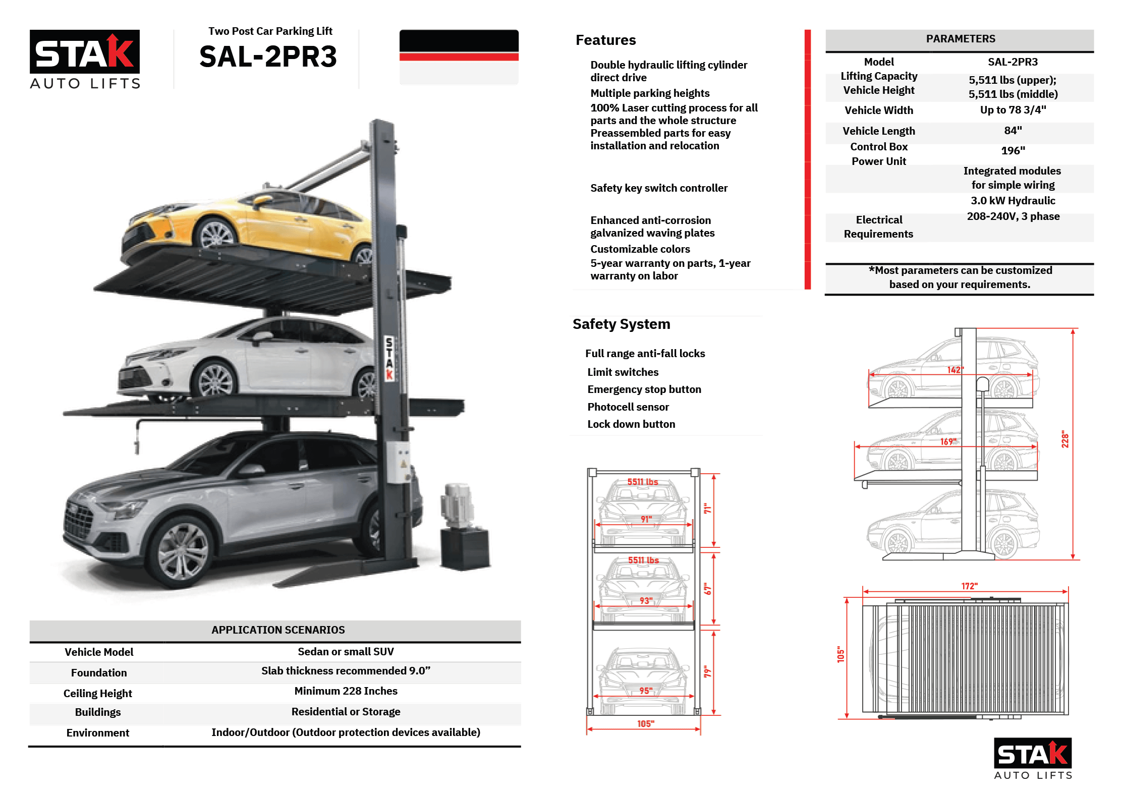 2-Post Triple Stak - STAK Auto Lifts